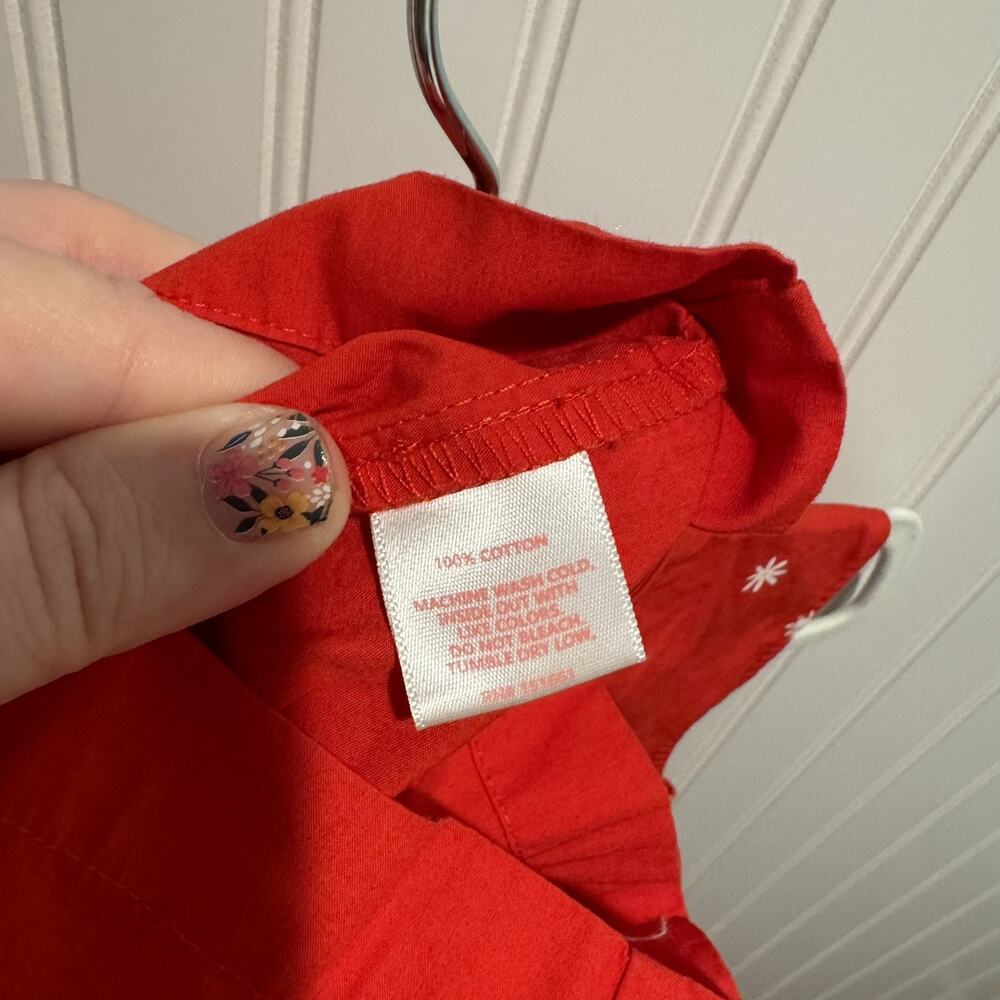Ban.do Red Daisy Easy Wide Leg Cotton Jumpsuit Size Small No Belt - Picture 7 of 7